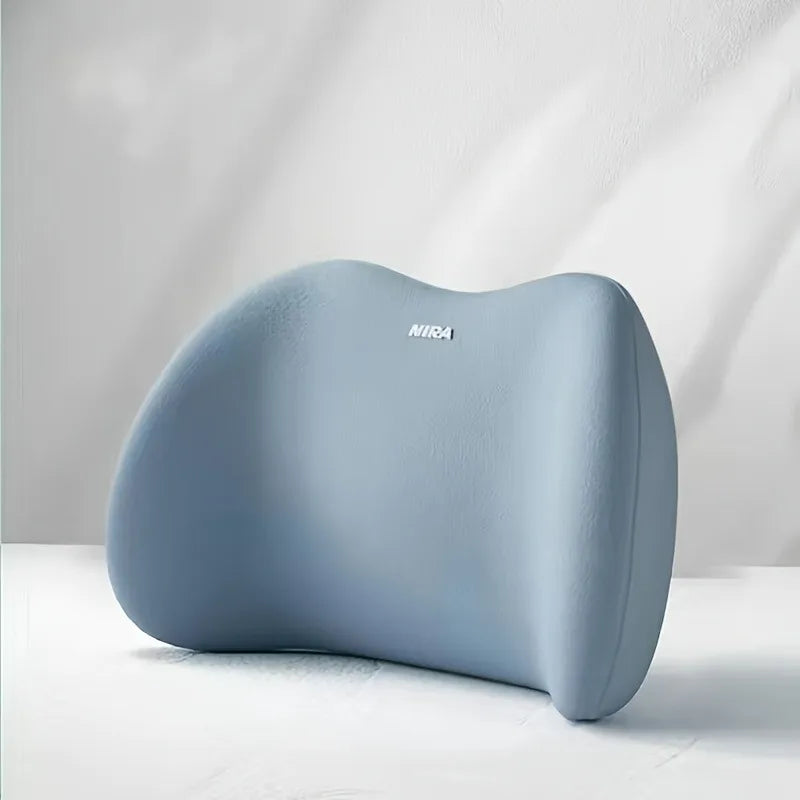 Ergonomisches Memory Foam Lendenkissen | Komfortables Rückenstützkissen | Waschbarer Bezug für Büro & Bett Kaufschwan® Blau