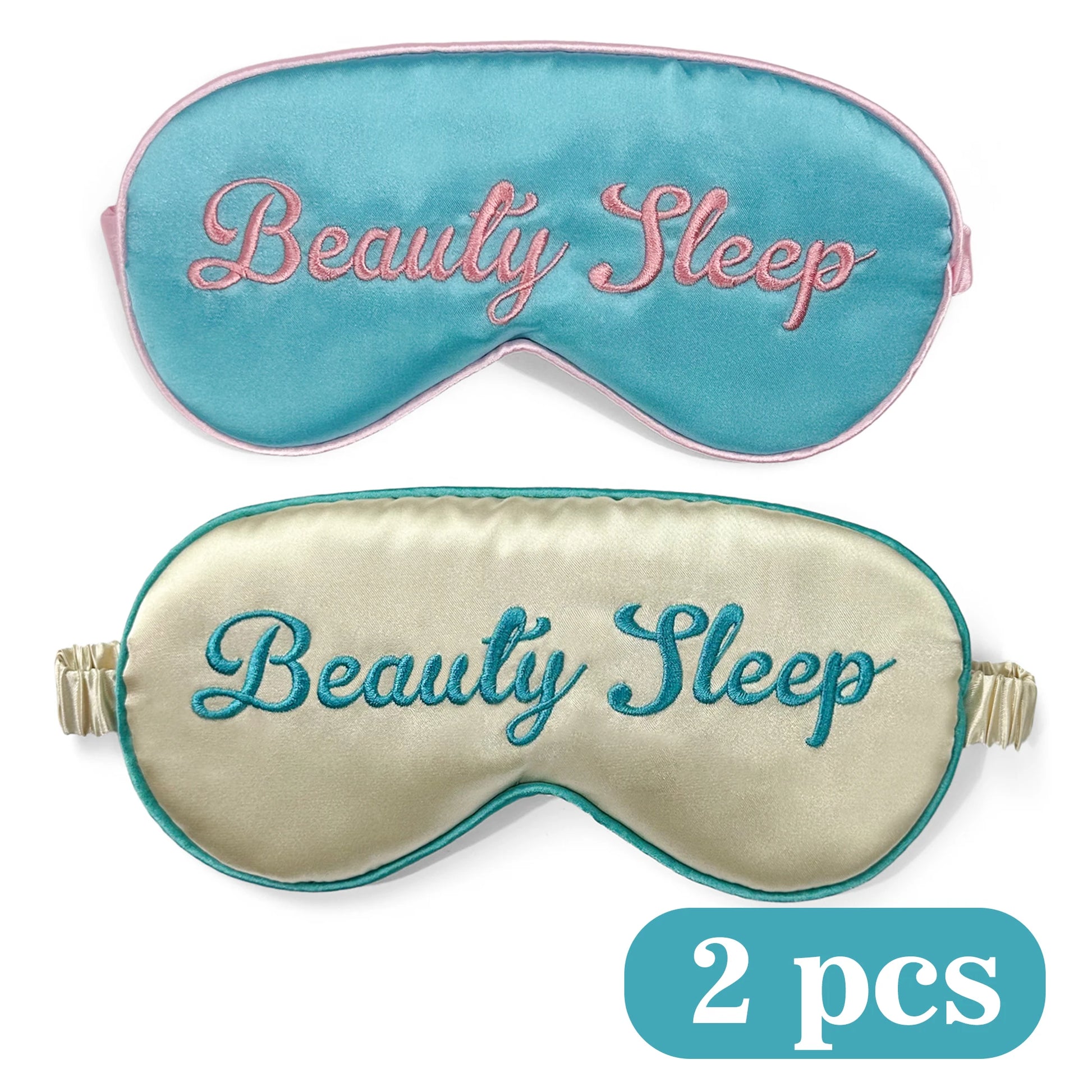 Beauty Schlafmaske | Weiche Doppelseitige Seiden-Augenabdeckung | Lichtblockierende Augenbinde mit Elastischem Band Kaufschwan® Blau Gelb 2 Stück Medium