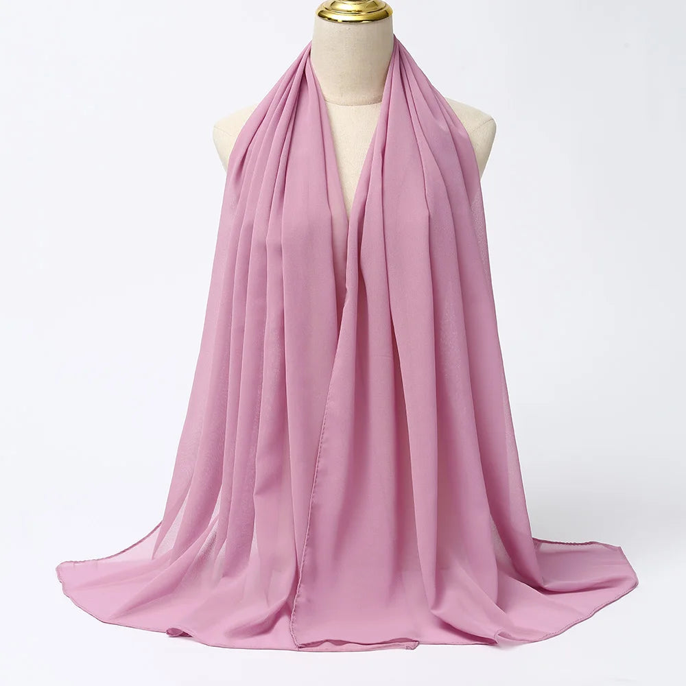 Muslimischer Chiffon Hijab Schal – Damen Langer Einfarbiger Kopf Schal | Eleganter Jersey Schleier & Modisches Umschlagtuch Kaufschwan®