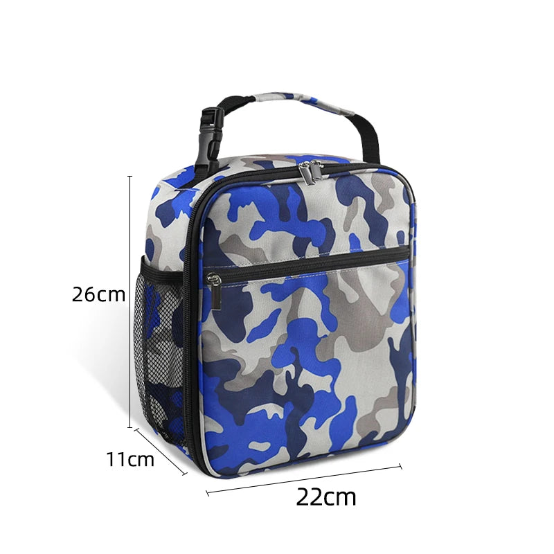 Tragbare Isolierte Lunchbox Tasche mit Großem Fassungsvermögen – Wiederverwendbare Kühltasche für Damen & Herren | Wasserdichtes Oxford-Gewebe Kaufschwan® Camouflage Blau
