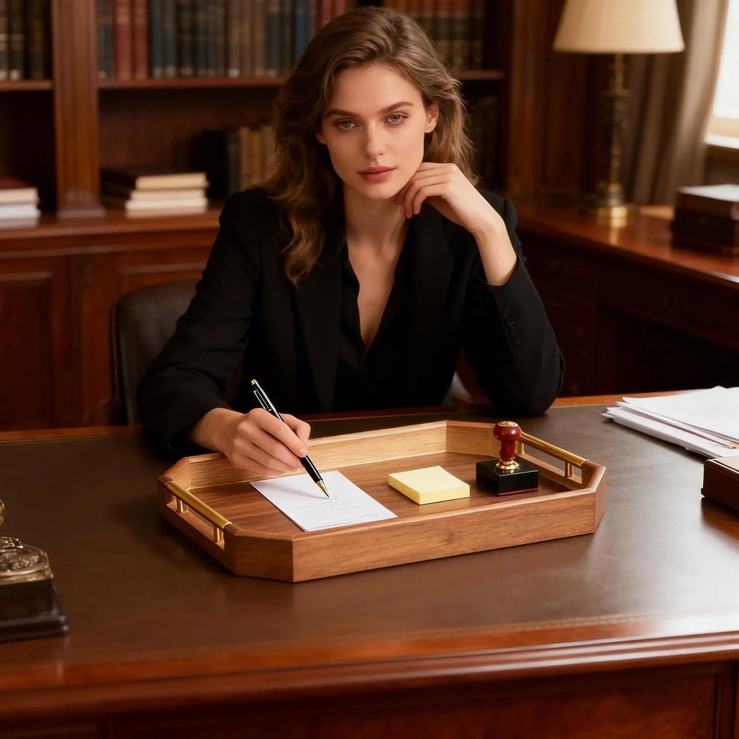 Achteckiges Holz-Serviertablett mit Griffen – Auslaufsicheres Frühstücks-im-Bett-Tablett für Couchtisch, Barwagen & Farmhouse-Deko