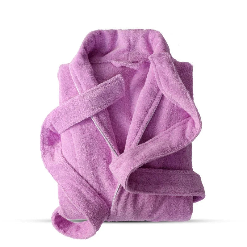 100% Baumwolle Frottier-Bademantel – Unisex Langer Dicker Morgenmantel für Damen & Herren, Hotelqualität Kaufschwan®