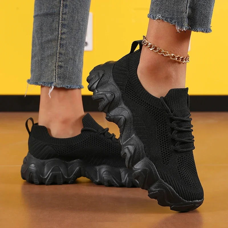 Damen Mesh-Sneaker mit Schnürung – Leichte Atmungsaktive Schuhe | Modische Bequeme Trainings- & Walkingschuhe Kaufschwan®