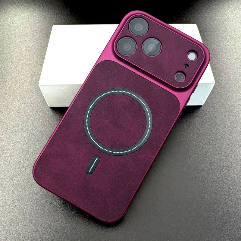 Hochwertige Retro-Kunstleder-MagSafe-Hülle für iPhone 18 Pro & iPhone 18 Pro Max – Magnetische Hülle für Kabelloses Laden Kaufschwan® Pink iPhone 18 Pro