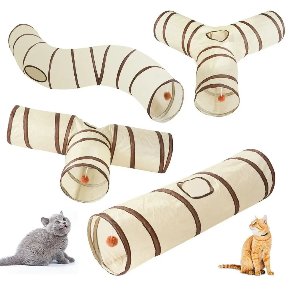Faltbarer Katzentunnel für Katze – Atmungsaktive Spielröhre aus Polyester mit Stahldraht & Kuschelnest Kaufschwan®
