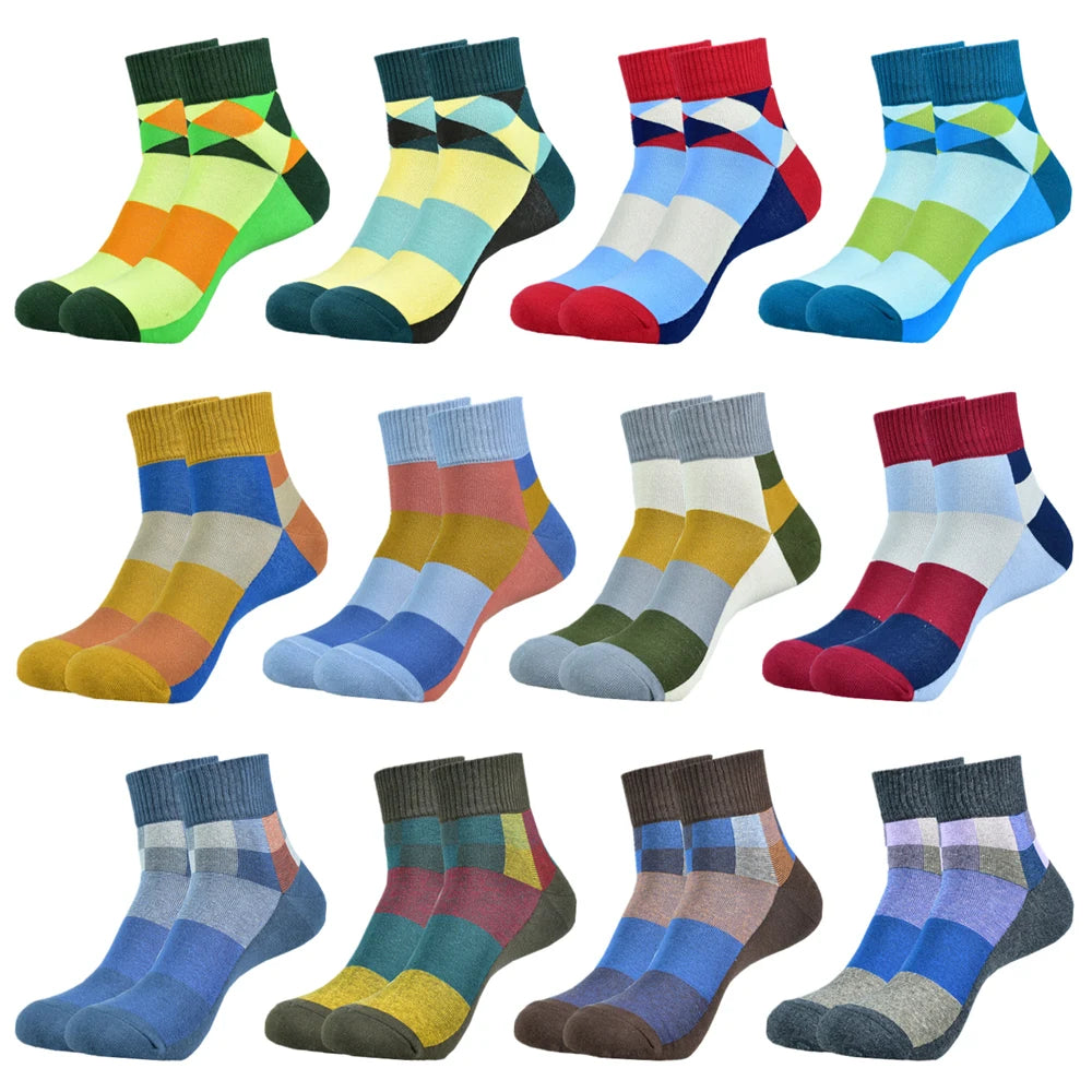 5 Paare Herren Frühling/Sommer Baumwolle Mehrfarbige Kurze Bootssocken | Hochwertige Modische Innovative Kurzsocken Kaufschwan®