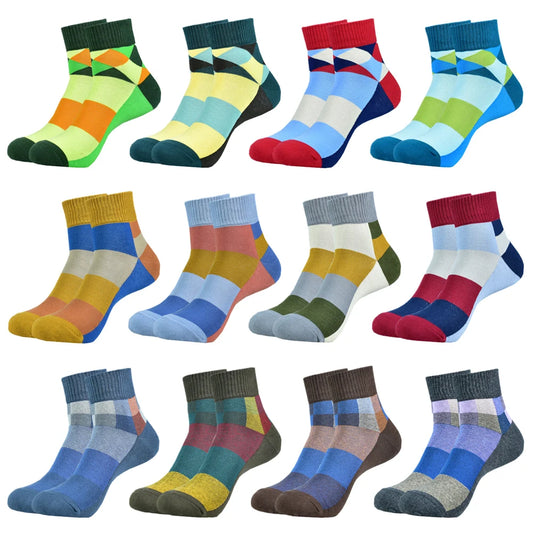 5 Paare Herren Frühling/Sommer Baumwolle Mehrfarbige Kurze Bootssocken | Hochwertige Modische Innovative Kurzsocken Kaufschwan®