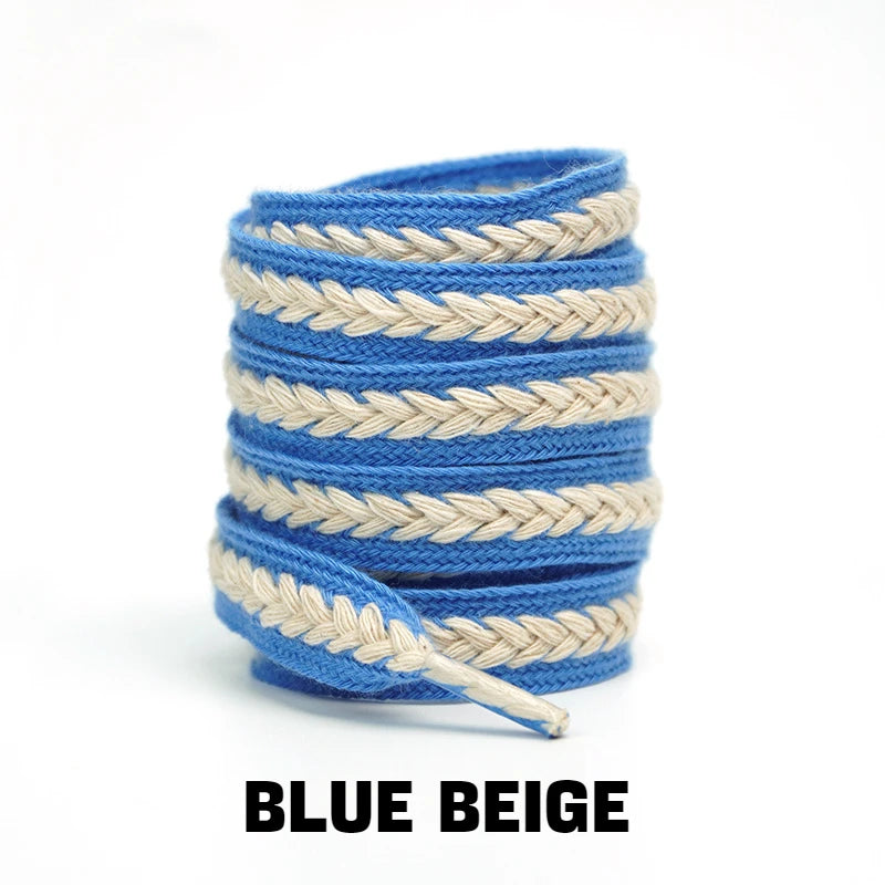 Flache Baumwoll-Schnürsenkel – 1,5cm Breite Premium Laces für Sneaker & Freizeitschuhe | 100/120/140/160cm Seil-Design, 1 Paar Kaufschwan®