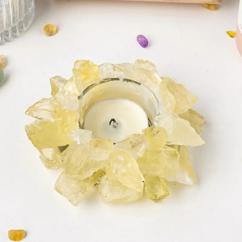 Natürlicher Kristall Rohstein Kerzenhalter – Amethyst, Citrin & Rosenquarz Aromatherapie Stein für Weihnachten & Wohndekoration Kaufschwan®