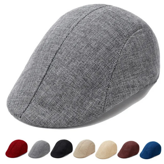 Herren Vielseitige Baumwoll-Leinen Barett Mütze | Frühling & Herbst Britische Retro Duckbill Cap | Atmungsaktive Maler Kappe Mode Accessoire Kaufschwan®