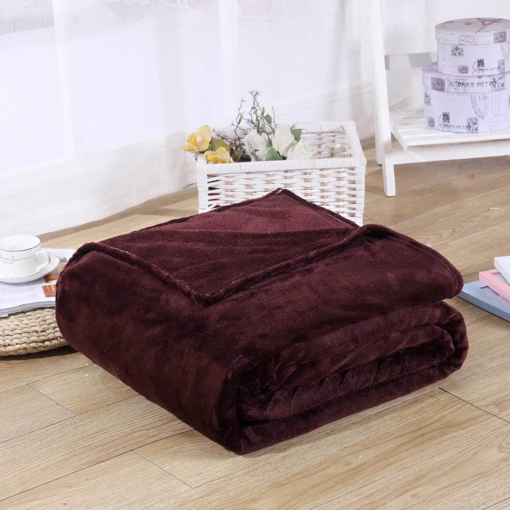 Korallfleece Flanell Decke – Weiche, warme und leichte Bettdecke, Sofabezug, Einfarbig Blau & Rosa Kariert Kunstpelz Kaufschwan®