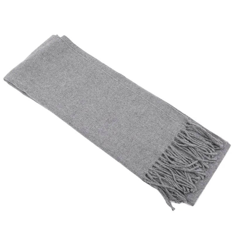 Herbst & Winter Einfarbiger Kaschmir-Imitat Schal | Dickes Lang-Tassel Umschlagtuch für Herren & Damen – Warmer Monochrom Schal Kaufschwan®