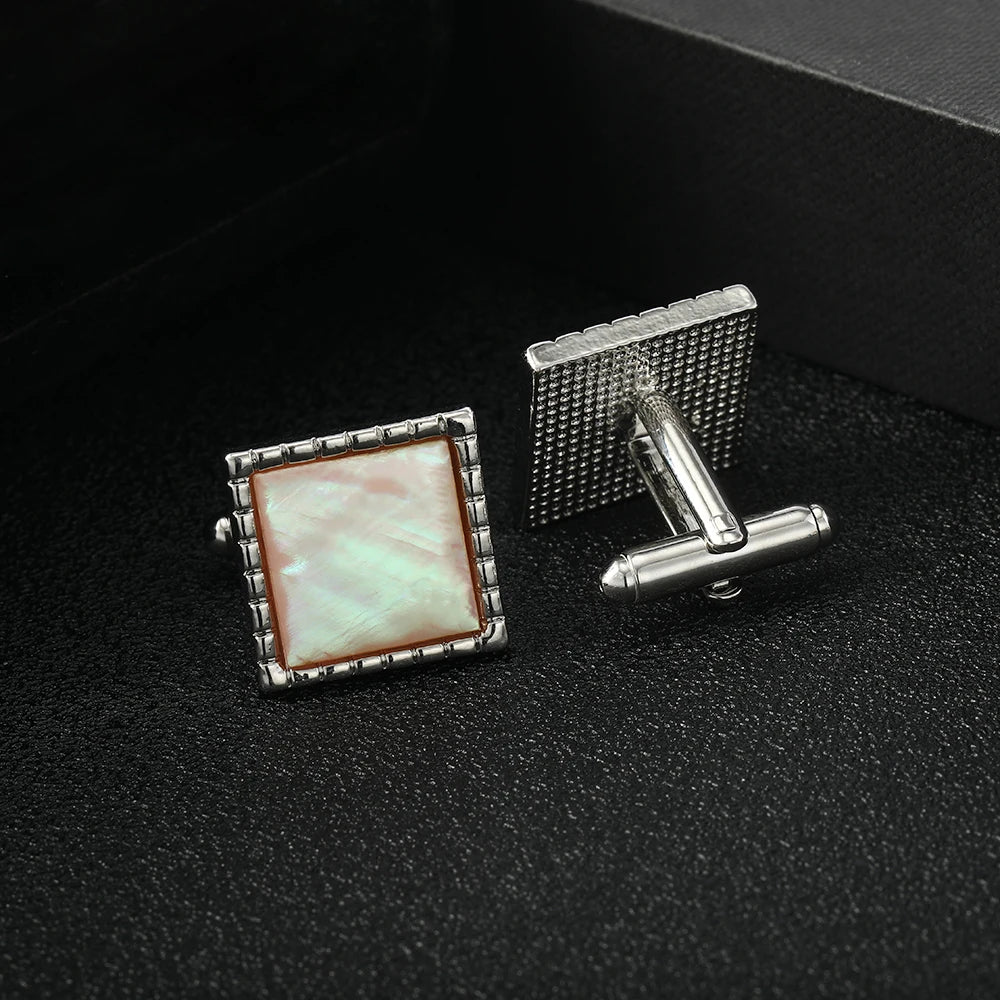 Herren Manschettenknöpfe mit Abalone Muschel – Rechteckiges Design | Eleganter Schmuck für Hochzeit, Party & Geschenk für Vater oder Ehemann Kaufschwan®