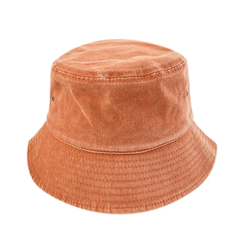 Unisex Baumwoll Anglerhut – Sommerhut aus gewaschenem Jeansstoff für Damen, Outdoor & Reise, Sonnenschutz Kaufschwan® Orange