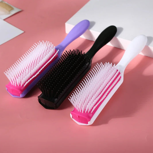 9-Reihen Styling Haarbürste – Entwirrungskamm für Glattes & Lockiges Haar | Kopfhaut-Massagebürste für Echthaar-Perücken