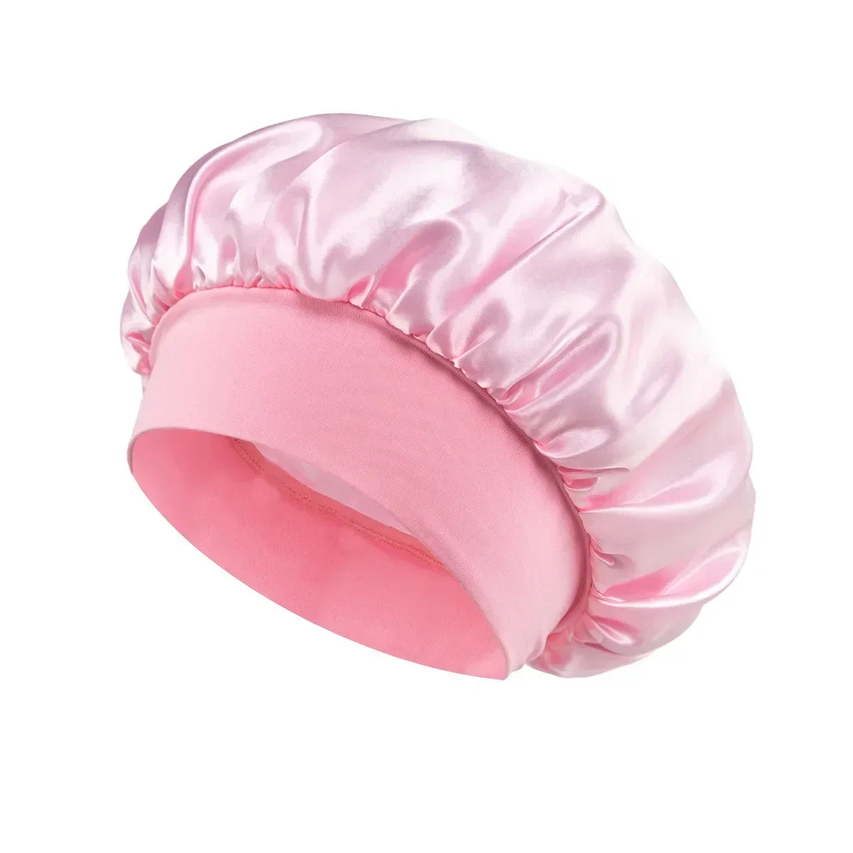 Satin-Schlafhaube für Damen – Große Elastische Haarhaube mit Breitem Weichem Band für Lockiges Haar und Nachtpflege