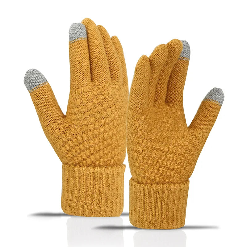 Winter Touchscreen Strickhandschuhe – Warme Unisex Vollfinger Handschuhe | Verdickte Strickhandschuhe aus Kunstwolle für Damen & Herren
