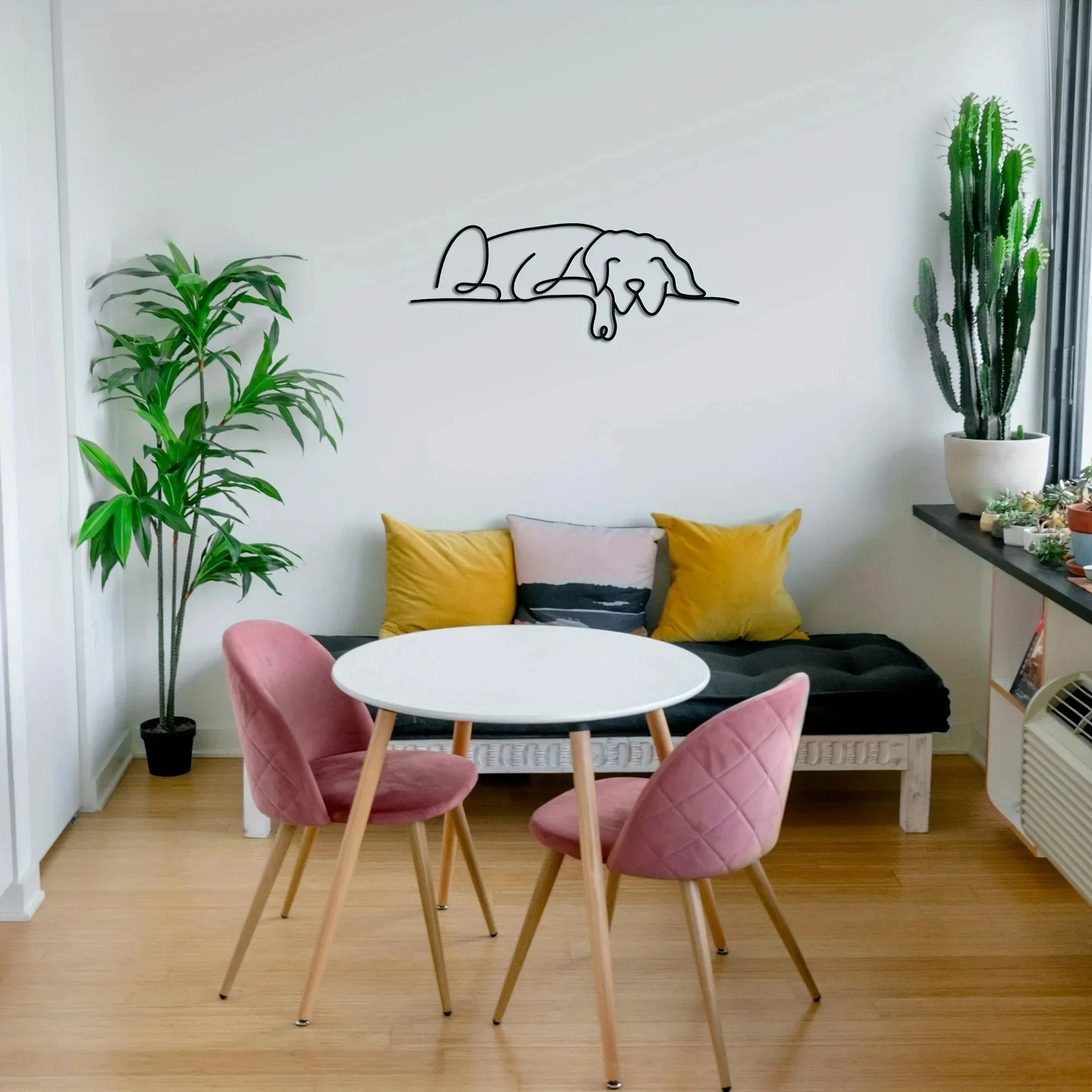 Metall Hunde Wanddeko – Minimalistisches Metall Wandbild für Wohnzimmer Kaufschwan®