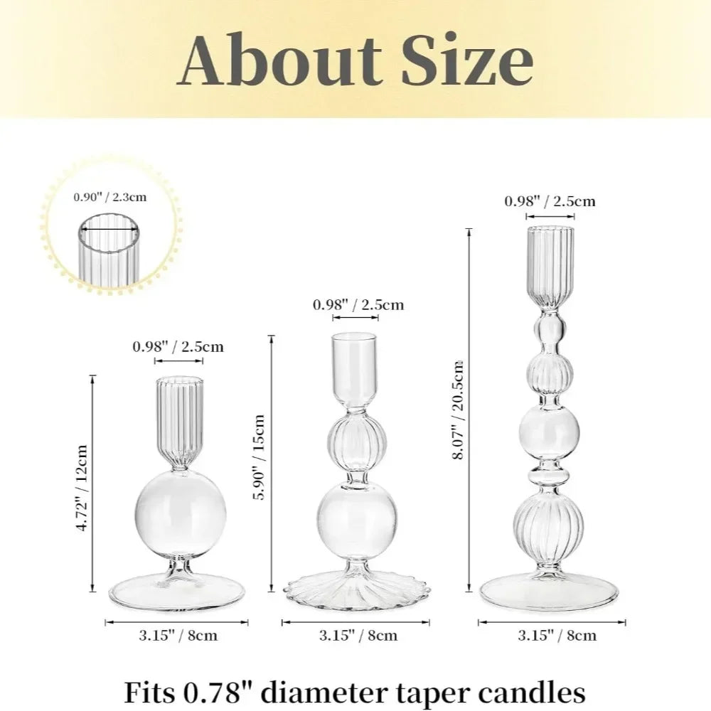 Transparente (3 Stück) Kerzenhalter – Elegante Gewellte Kerzenständer für Stabkerzen zur Wohn- & Party Dekoration