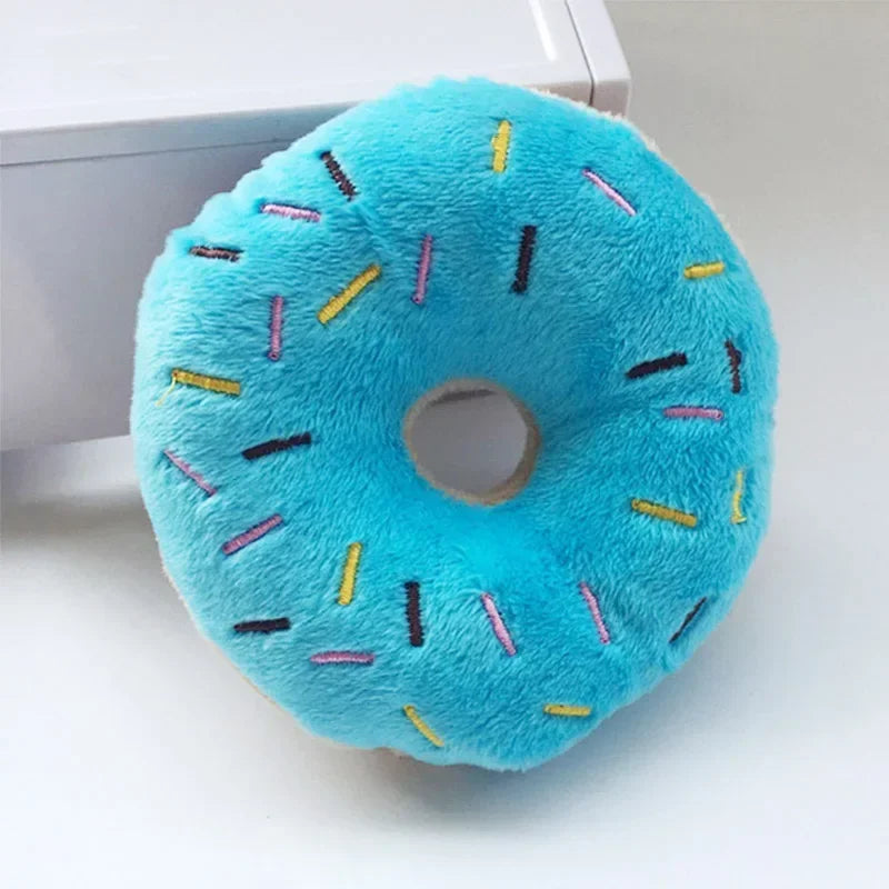 Plüsch Donut Hundespielzeug – Weiches Quietschendes Kauspielzeug für Hunde Kaufschwan® Blau