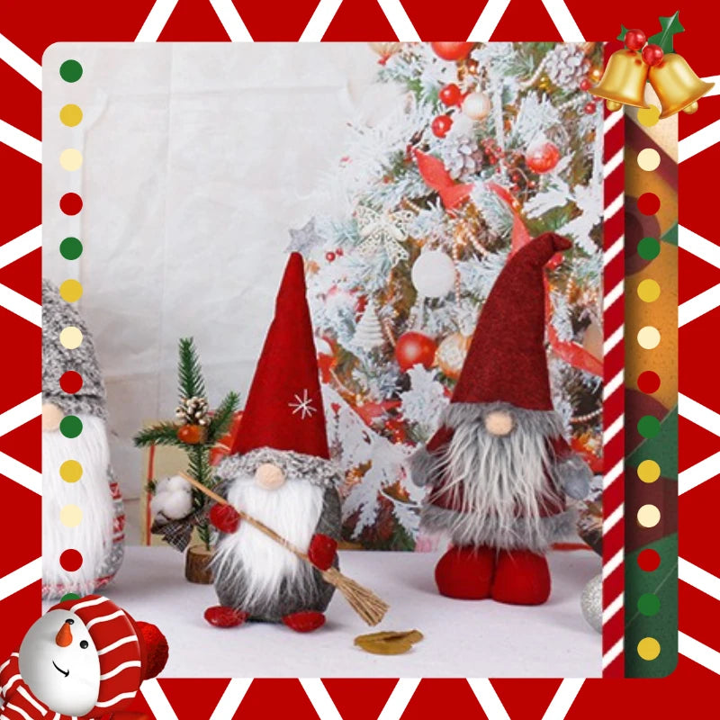 Weihnachten Faceless Wichtel mit Rotem Hut – Stehende Rudolf Zwergpuppen | Weihnachtsdeko & Geschenk-Set