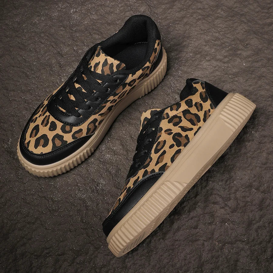 Frühling Damen Sneaker mit Leopardenmuster – Retro Chunky Casual Schuhe | Bequemes Flach-Design & Vielseitige Mode Kaufschwan®