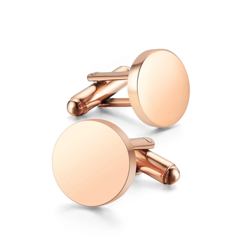 Edelstahl Manschettenknöpfe Blanko Rund – Hochglanzpoliert | DIY Schmuck Zubehör für Gravur & Personalisierung (15mm/18mm/20mm) Kaufschwan® Rosegold