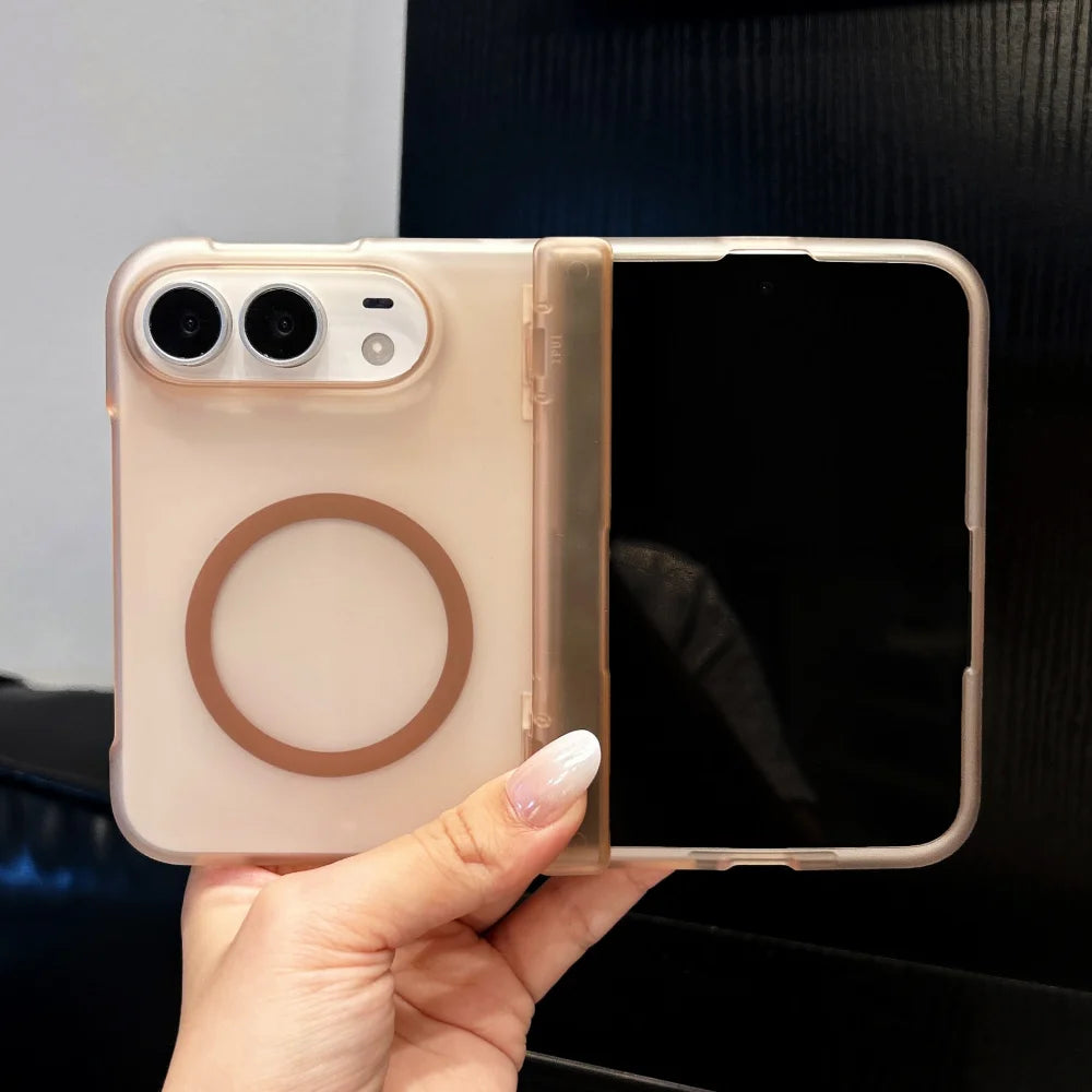 Matte Durchscheinende Magnetische Schutzhülle für iPhone Duo – Ultradünne MagSafe-Kompatible Hülle mit Kabellosem Laden und Scharnierschutz Kaufschwan®