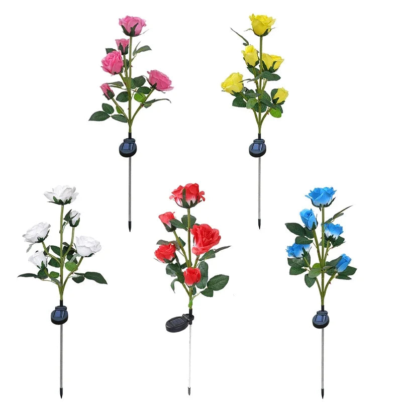5-Köpfe Rosen Rasenlampe Solarlichter – Außen Dekorative Solar Gartenleuchten für Hof, Terrasse, Garten & Hochzeit Kaufschwan®
