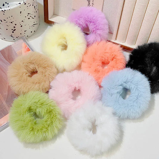 Bunte Flauschige Haargummis | Plüsch-Scrunchies für Damen & Mädchen | Weiche Elastische Pferdeschwanzhalter Kaufschwan®