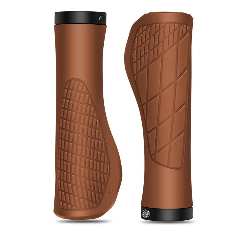 1 Paar Fahrrad Lenkergriffe – Stoßdämpfende Ergonomische Lock-On MTB Griffe für Mountainbikes & Rennräder Kaufschwan® Braun