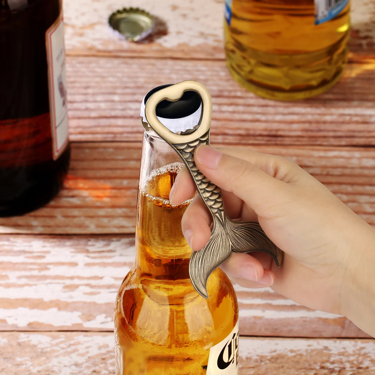 Fischschwanz Bierflaschenöffner aus Metall – Luxuriöser Korkenzieher für Angler Kaufschwan®