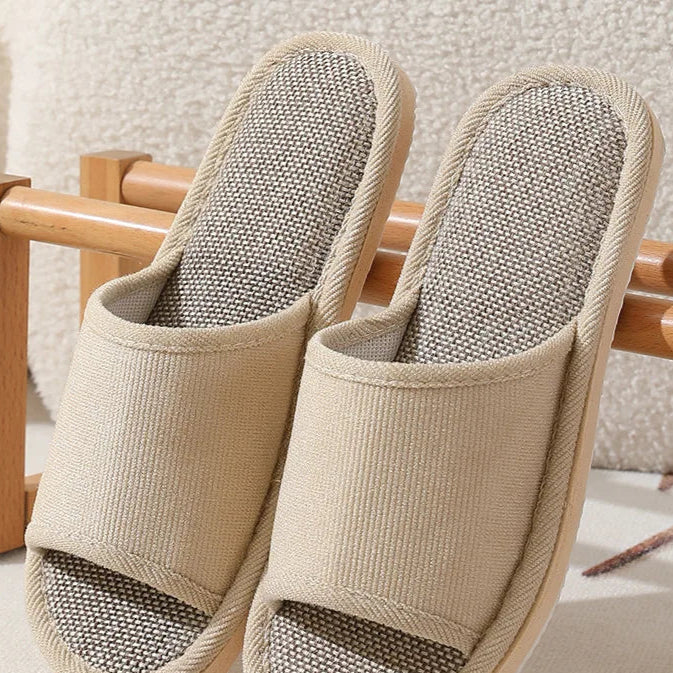 Verdickte Rutschfeste Einweg-Hausschuhe für Herren | Hotel, Spa, Badehaus & Salon | Sommer Komfort | Großhandel Kaufschwan® Creme/Grau 44-45