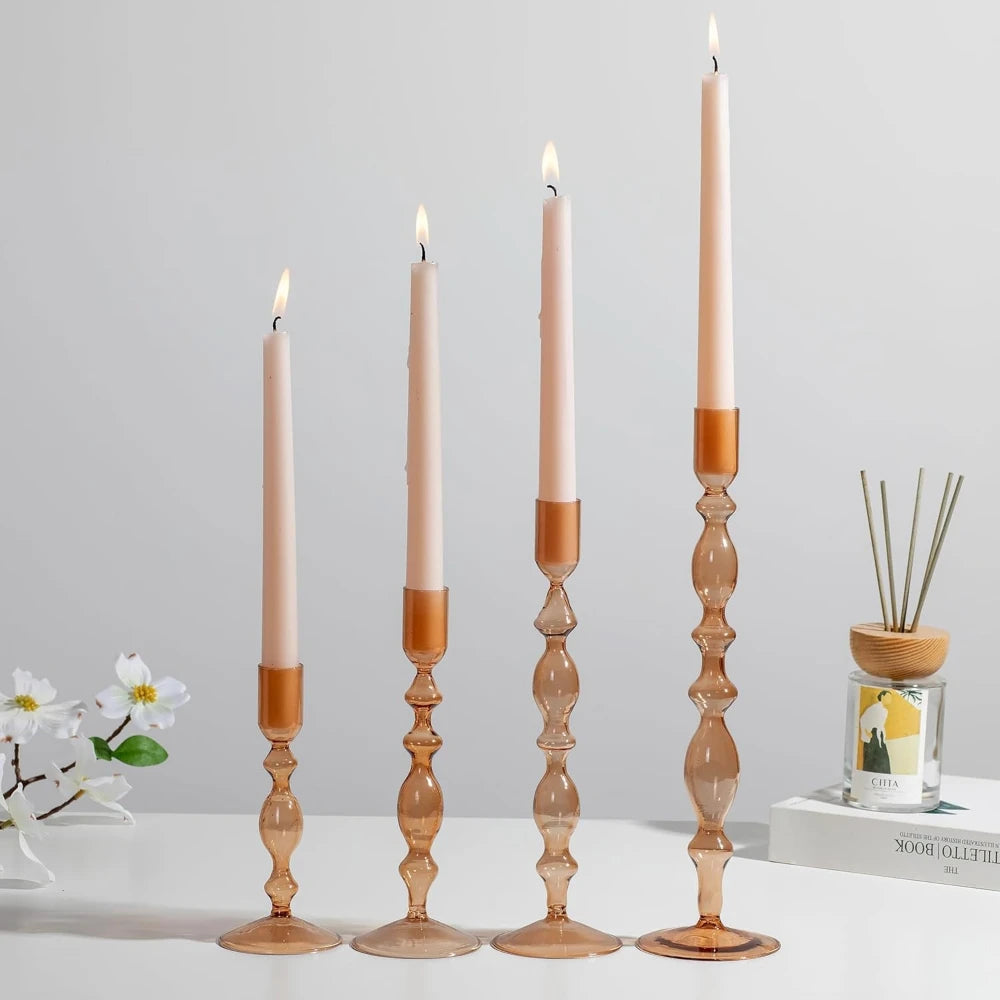 Transparente (3 Stück) Kerzenhalter – Elegante Gewellte Kerzenständer für Stabkerzen zur Wohn- & Party Dekoration