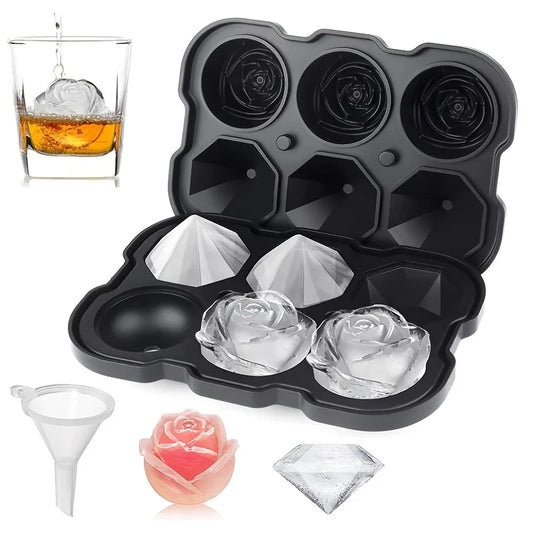 Diamant & Rosen Eiswürfelform aus Silikon – Für Cocktails, Whiskey & Getränke Kaufschwan®