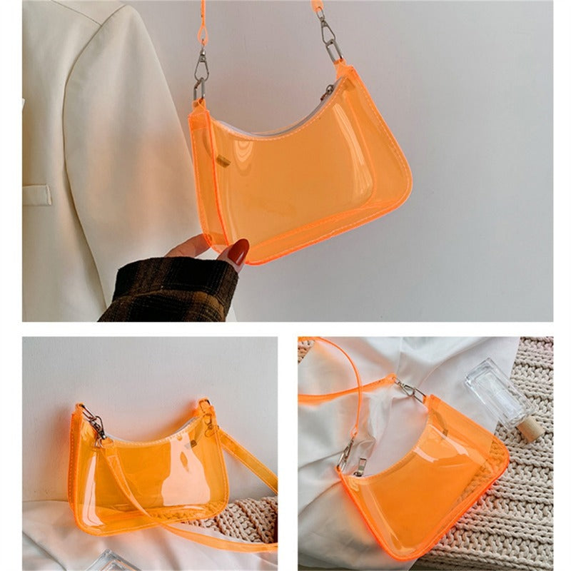 Transparente Jelly Umhängetasche – Kleine Zipper Underarm Tasche & Modische Handtasche für Damen Kaufschwan®