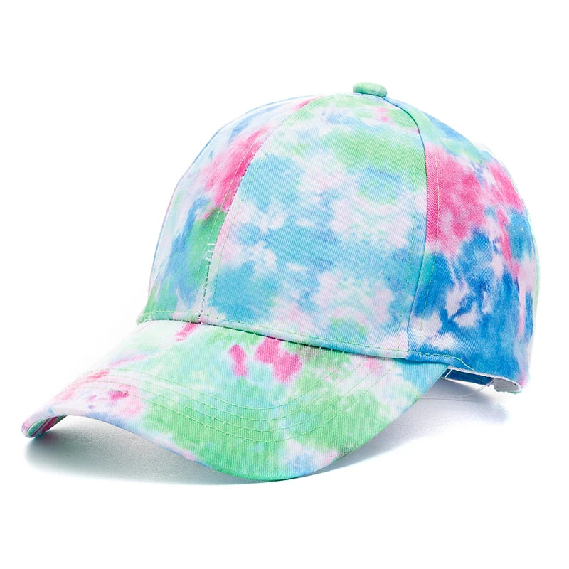 Neue Outdoor Freizeit Tie-Dye Kappe | Damen Regenbogen Bunte Baseballkappe | Streetwear Sommerhut Kaufschwan® Grün 56cm-60cm