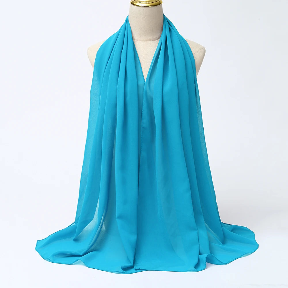 Muslimischer Chiffon Hijab Schal – Damen Langer Einfarbiger Kopf Schal | Eleganter Jersey Schleier & Modisches Umschlagtuch