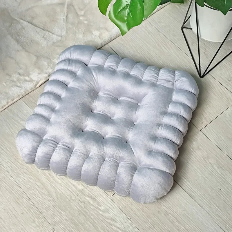 Keksförmiges Kissen | Plüschiges Flauschiges Stuhlkissen | Maschinenwaschbar | Studentenkissen | Wohnzimmerdekoration Kaufschwan® Quadratisch Grau 40x40cm