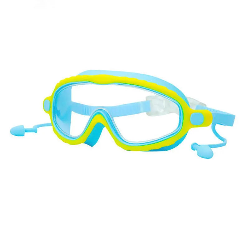 Kinder Schwimmbrille für Jungen & Mädchen (3–15 Jahre) | Großes Sichtfeld in HD | Anti-Beschlag | Auslaufsicher | Weiches Silikon für bequemen Sitz Kaufschwan® Transparent-Blau