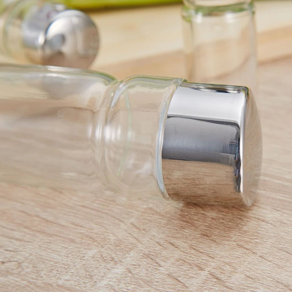 4-in-1 Gewürzflaschen Set mit Halter – Öl- & Essigspender, Salz- & Pfefferstreuer | Glas Cruet Set mit Ständer Kaufschwan®