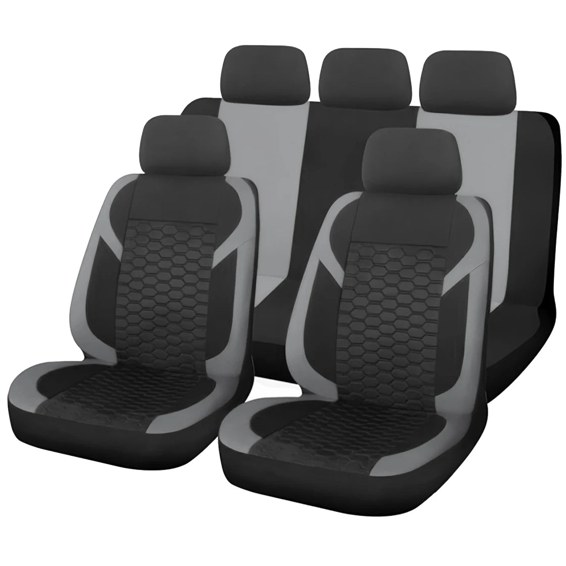 Universelle Autositzbezüge – Atmungsaktives Polyester mit Wabenmuster für Auto, SUV, Van & LKW Kaufschwan® Grau