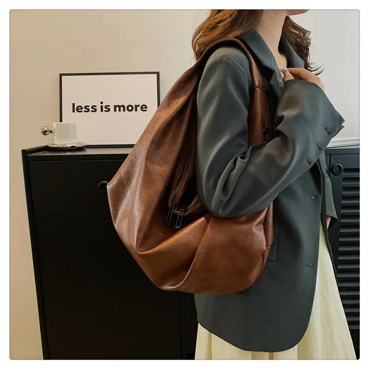 Große Schwarze Schultertasche für Damen – Hobo Shopper Tote | Weiche Leder Umhängetasche für Reisen & Alltag Kaufschwan®