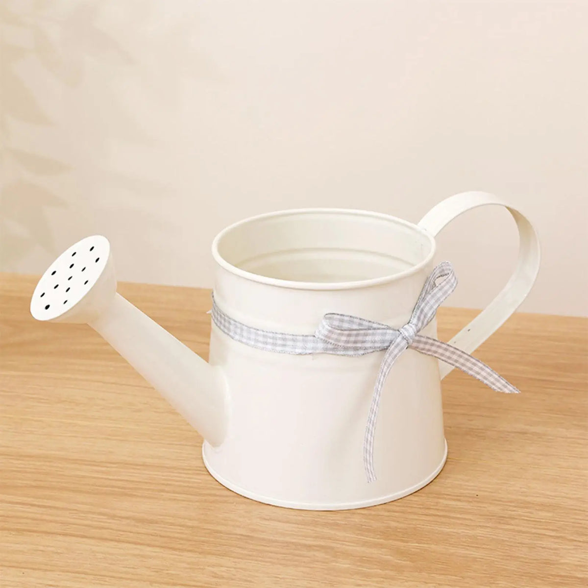 Mini Watering Can 1L Metal Pot with Sprinkler Head and Gingham Ribbon Modern Plant Watering Cans for Home Office Balcony Garden Kaufschwan®