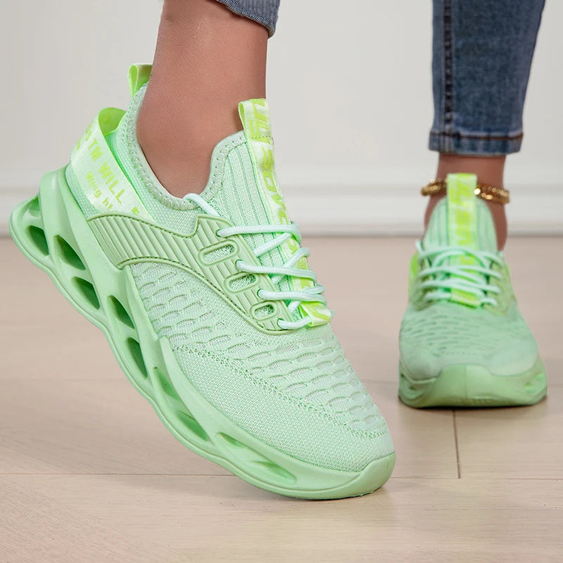 Damen Sportschuhe – Modische Plateau-Sneaker | Frühling & Winter Laufschuhe für Frauen | Auch in Übergrößen bis 43 Kaufschwan® Grün 35