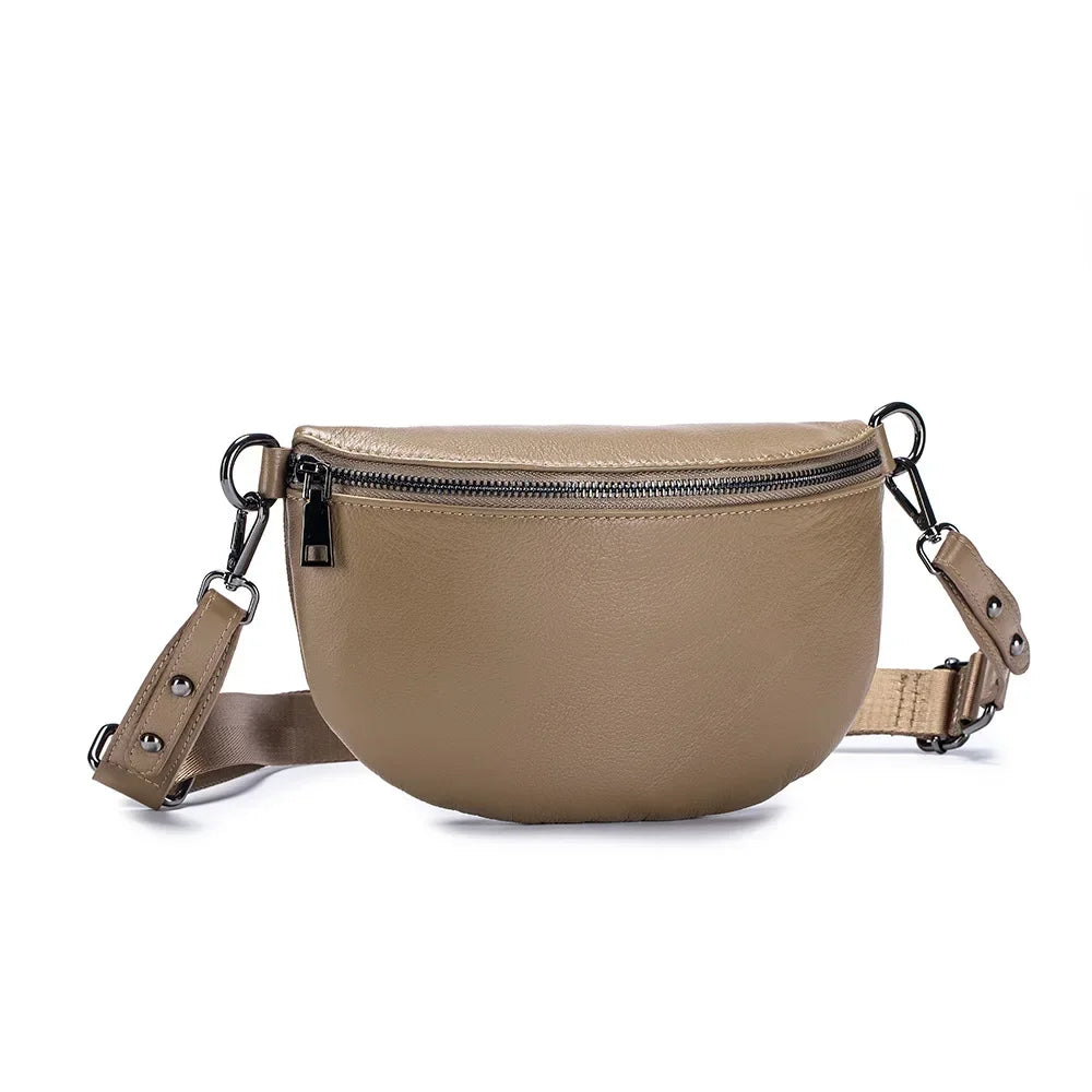 Echtleder Kleine Brusttasche für Damen – First-Layer Rindsleder Handy Tasche, Schulter- & Crossbody Handtasche Kaufschwan® Hellbraun
