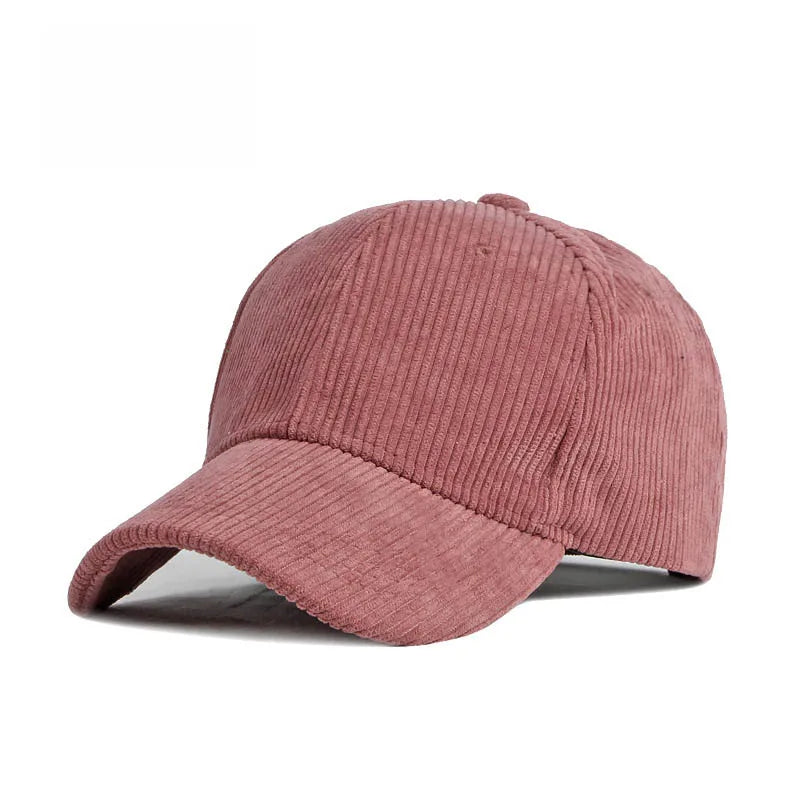 Corduroy Baseballkappe | Damen & Herren Baumwolle Einfarbige Sonnenkappe | Herbst Warm Hip Hop Snapback Anglerhut Kaufschwan® Dunkelrosa