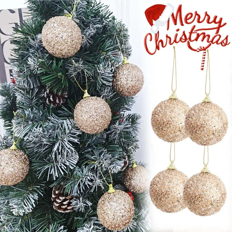 6–30 Stück Champagner Gold Glitzer Weihnachtskugeln – 6CM Christbaumkugeln | Festliche Deko für Weihnachten & Neujahr