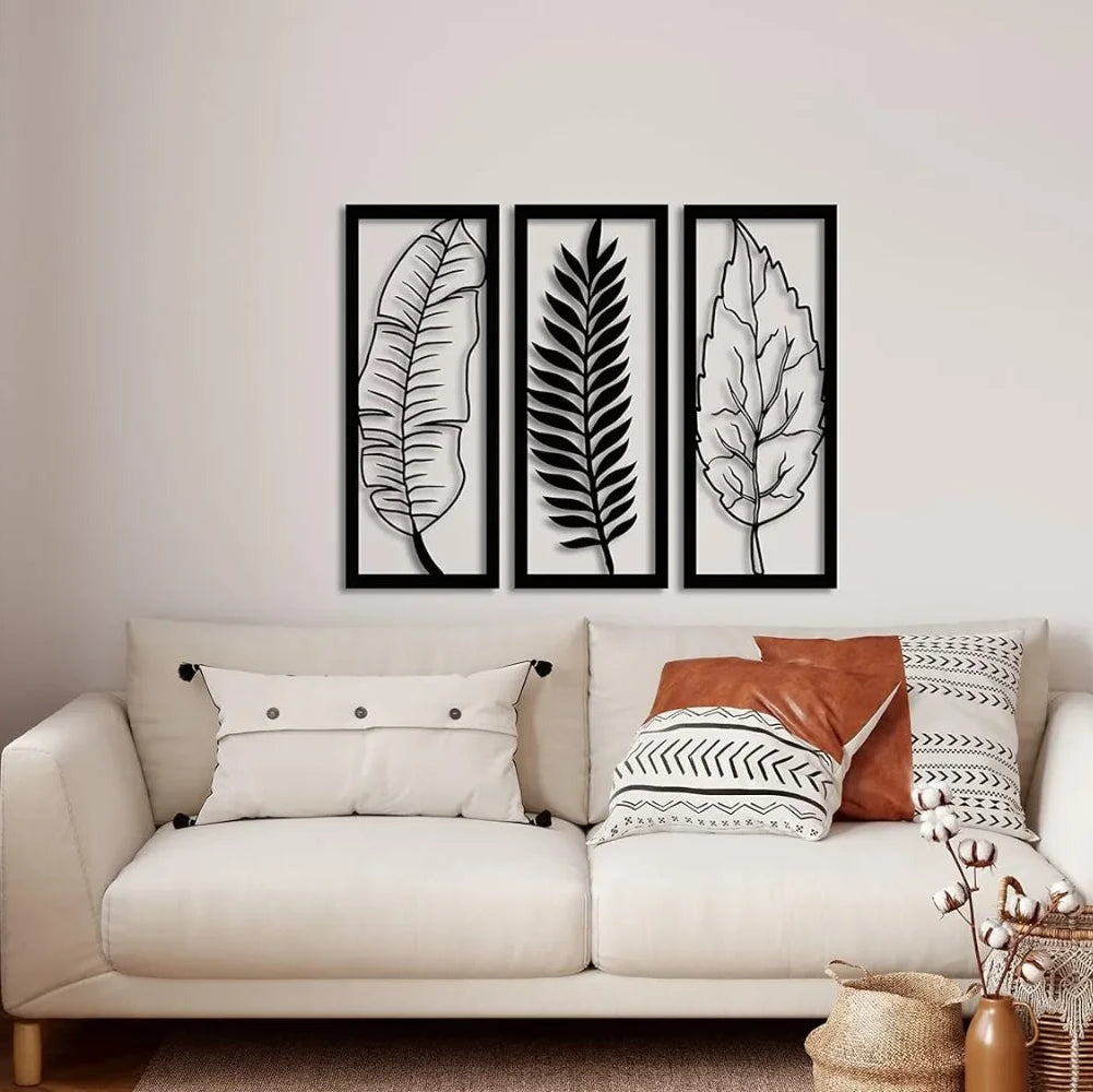 Metall Eisen Blätter Wandbild – Elegante Blatt Wanddekoration für Zuhause
