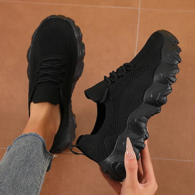 Damen Mesh-Sneaker mit Schnürung – Leichte Atmungsaktive Schuhe | Modische Bequeme Trainings- & Walkingschuhe Kaufschwan®